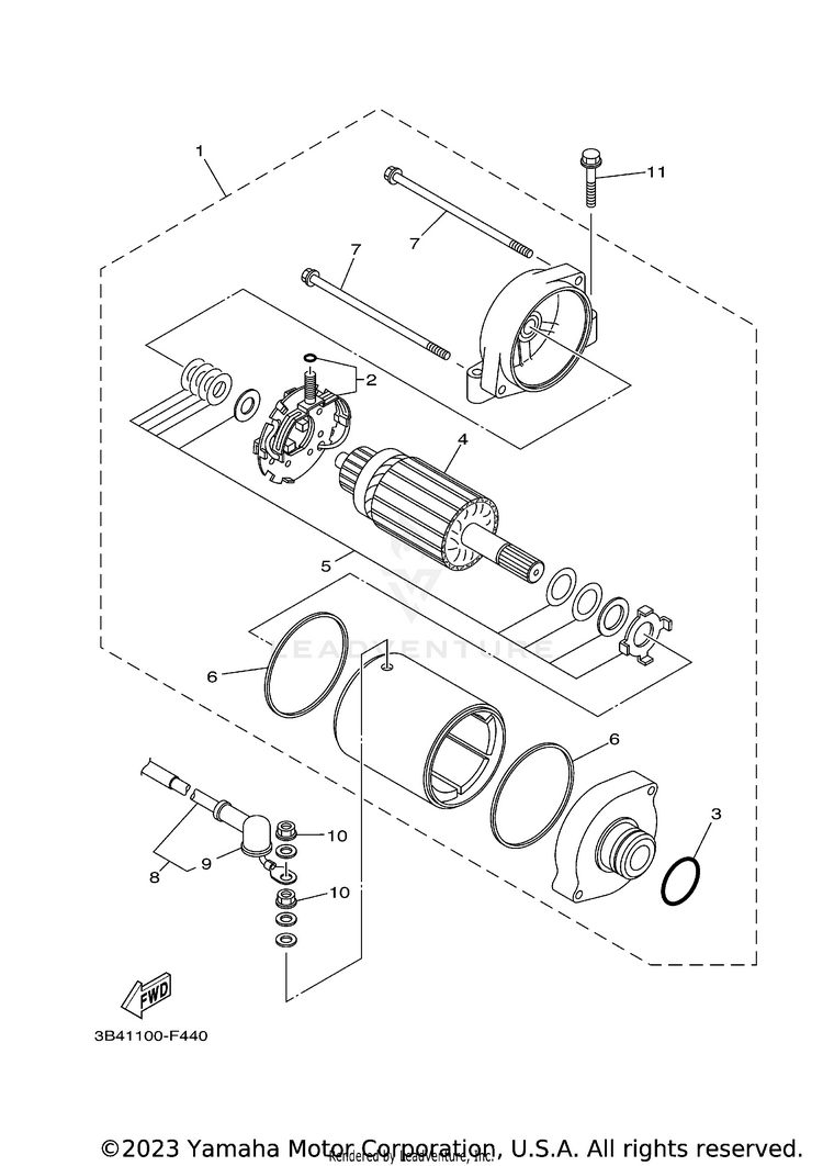 Starting Motor GRIZZLY 700 - YFM7FGXGR - 2008 Schematic