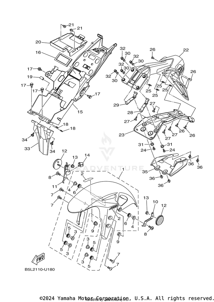 Fender YZFR3 ABS - YZFR3AKB - 2019 Schematic