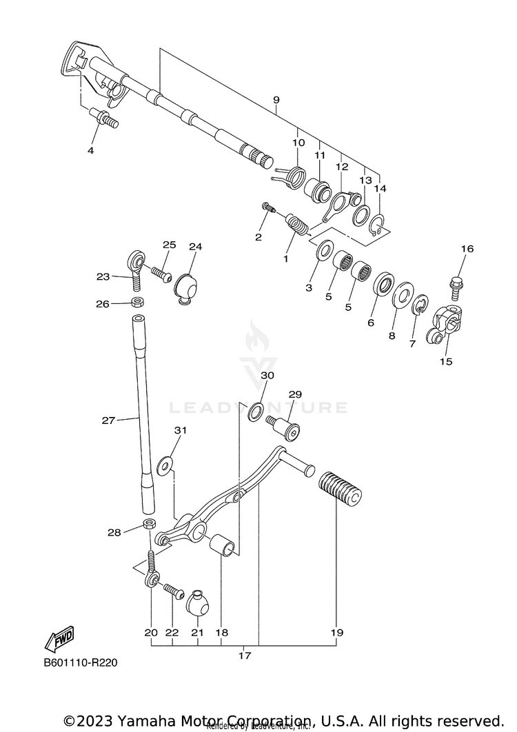 Shift Shaft YZFR1S - YZFR1SGCGY - 2016 Schematic
