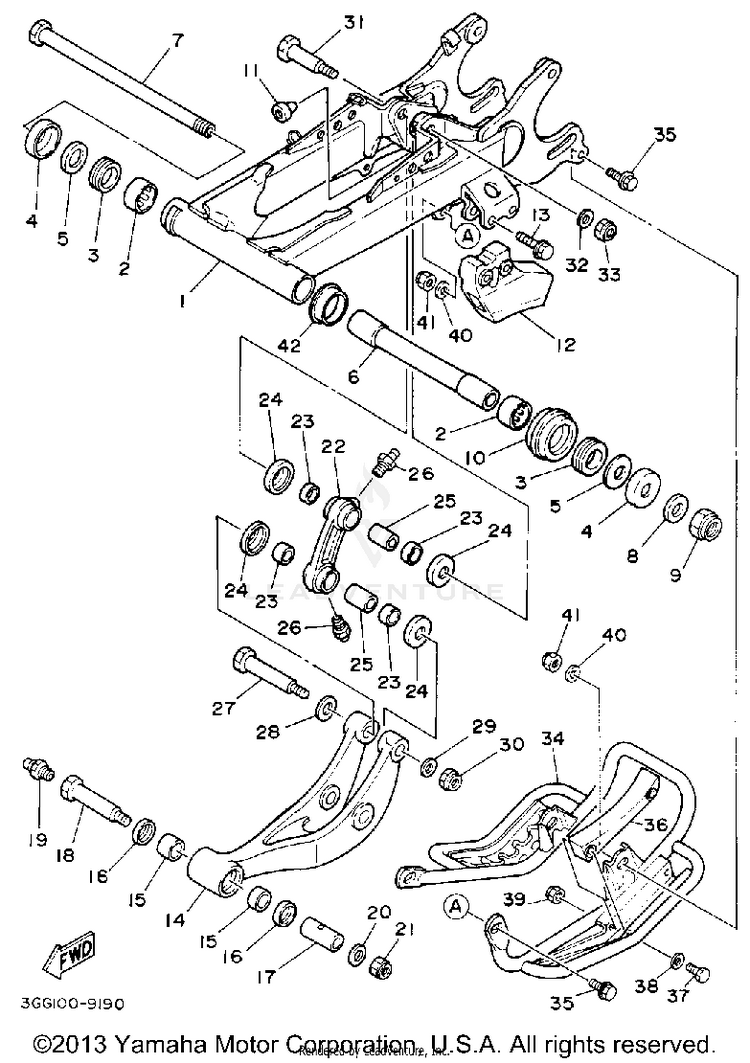 Swing Arm BANSHEE - YFZ350D - 1992 Schematic