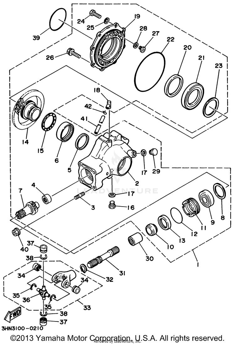 Drive Shaft BIG BEAR 4WD (ME & NH Only) - YFM350FWF_MNH - 1994 Schematic