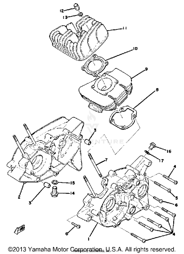 Crankcase - Cylinder GT80C - 1976 Schematic