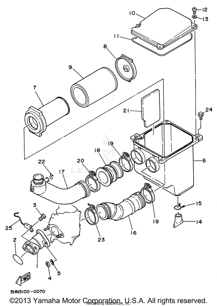 Intake BIG BEAR 4WD - YFM350FWH - 1996 Schematic