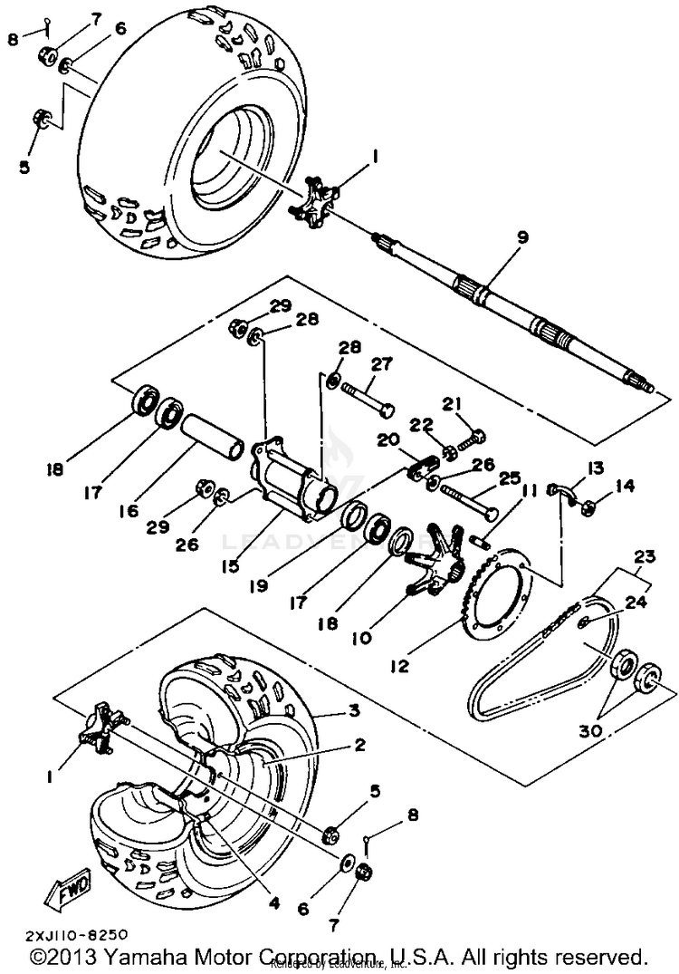 Rear Wheel BLASTER - YFS200D - 1992 Schematic