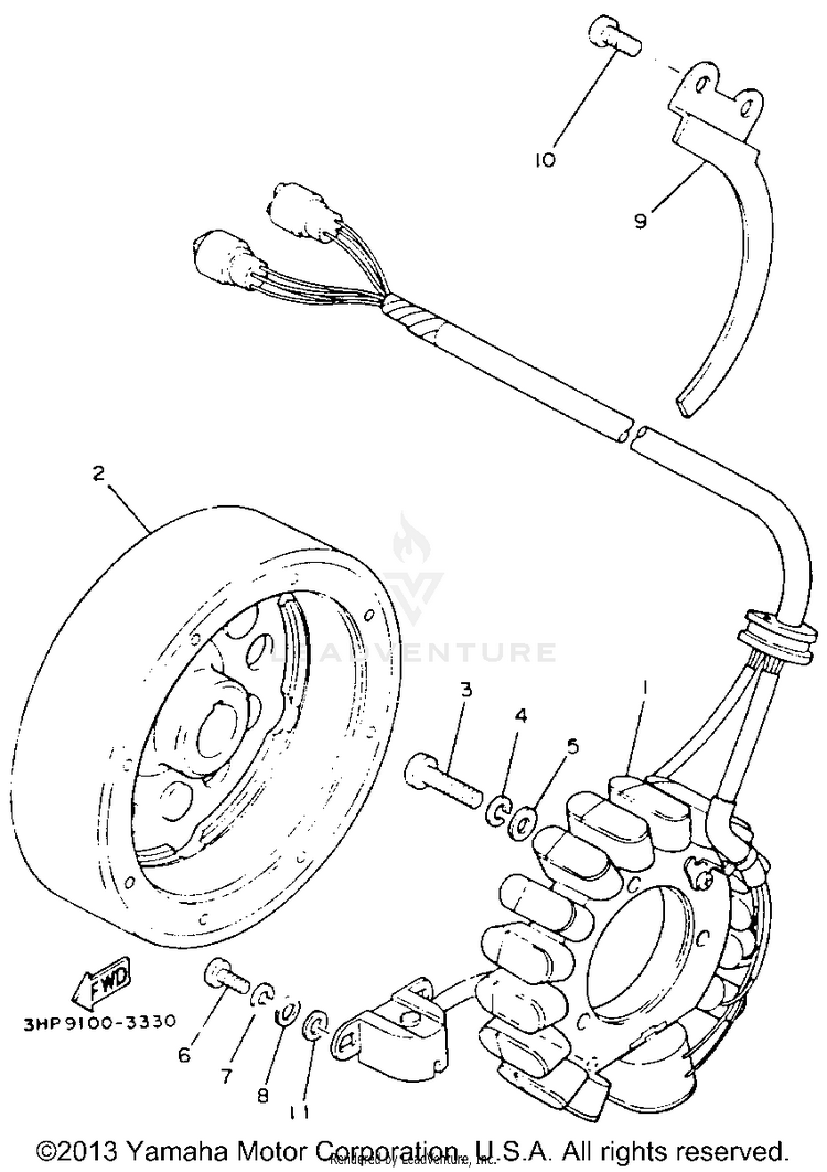 Generator BIG BEAR 4WD (ME & NH Only) - YFM350FWE_MNH - 1993 Schematic