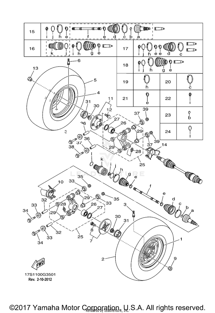 Rear Wheel GRIZZLY 450 4WD - YFM45FGYB - 2009 Schematic