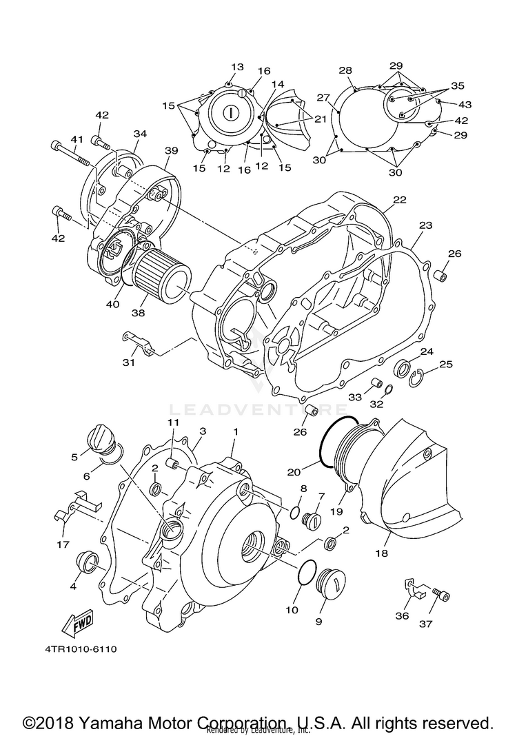 Crankcase Cover 1 V STAR 650 SILVERADO - XVS65ATXCB - 2008 Schematic