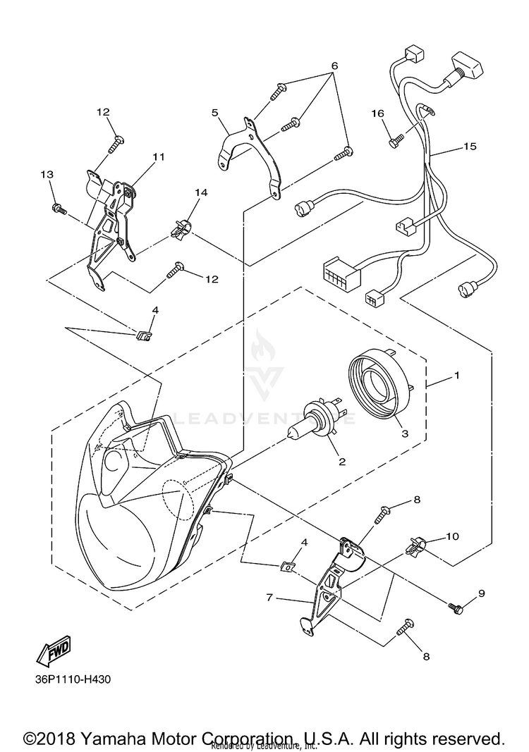 Headlight FZ6R - FZ6RACO - 2011 Schematic