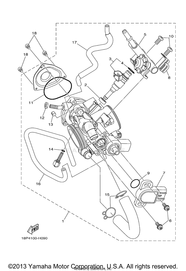 Throttle Body Assy 1 YFZ450RSEY (BLACK) - 2009 Schematic