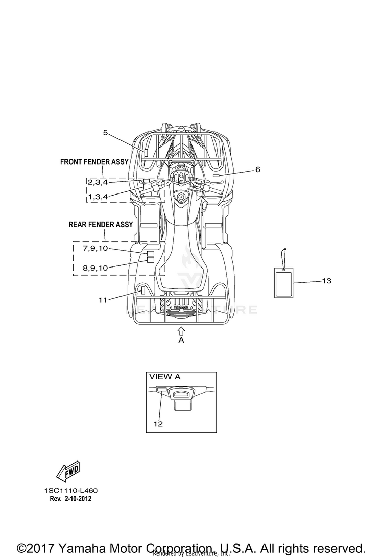Emblem Label 1 GRIZZLY 300 - YFM30GBGR - 2012 Schematic