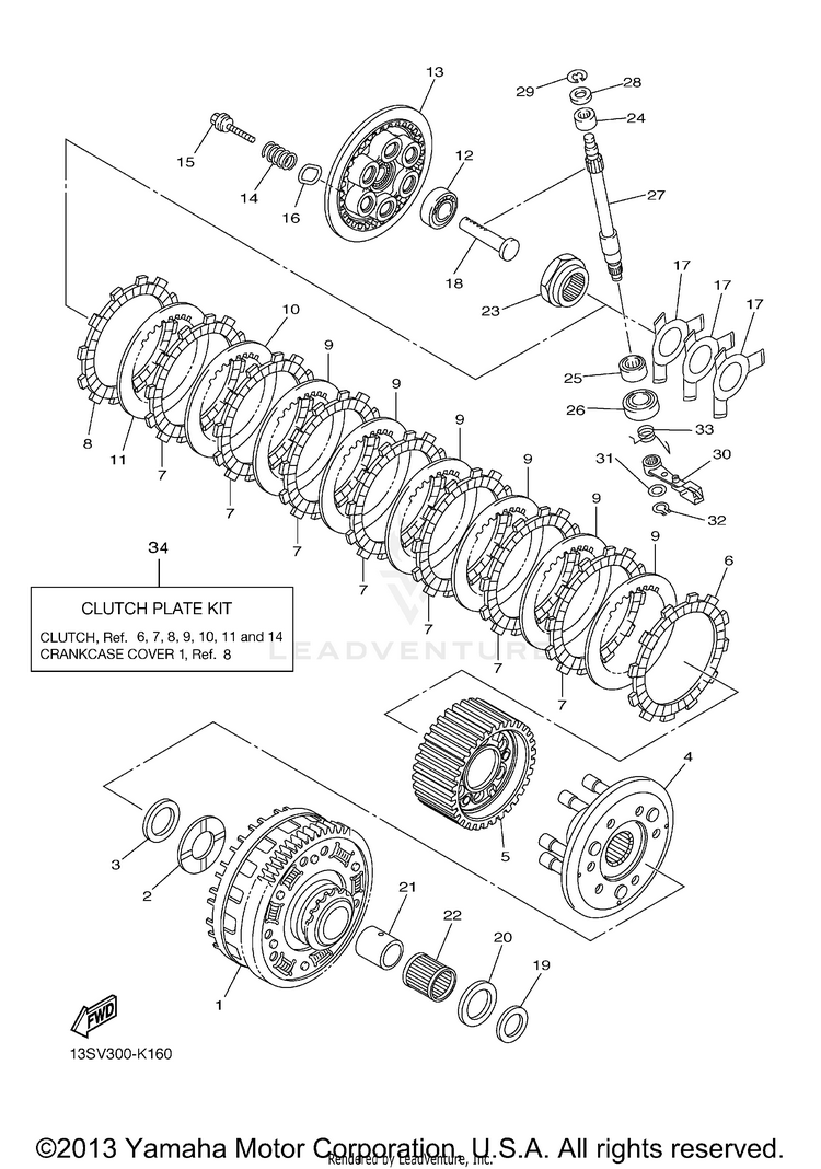 Clutch YZFR6 - YZFR6ACR - 2011 Schematic