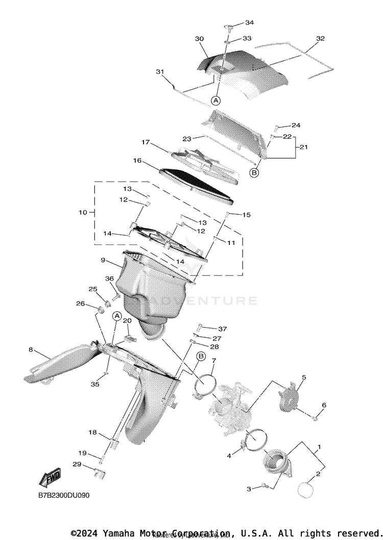 Intake YZ250F - YZ250FLGY - 2020 Schematic