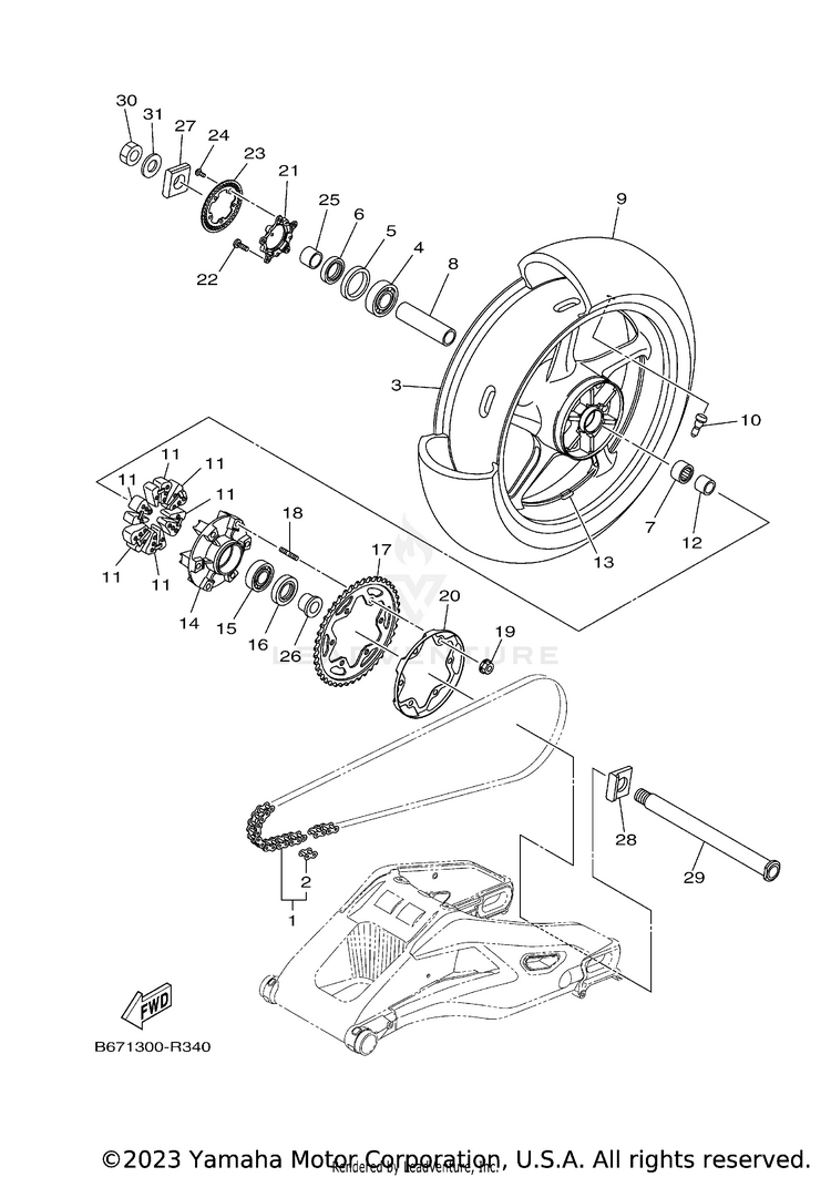 Rear Wheel FZ10 - FZ10HCB - 2017 Schematic