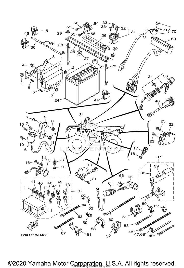 Electrical 1 KODIAK 700 4WD - YFM70KDXLG - 2020 Schematic