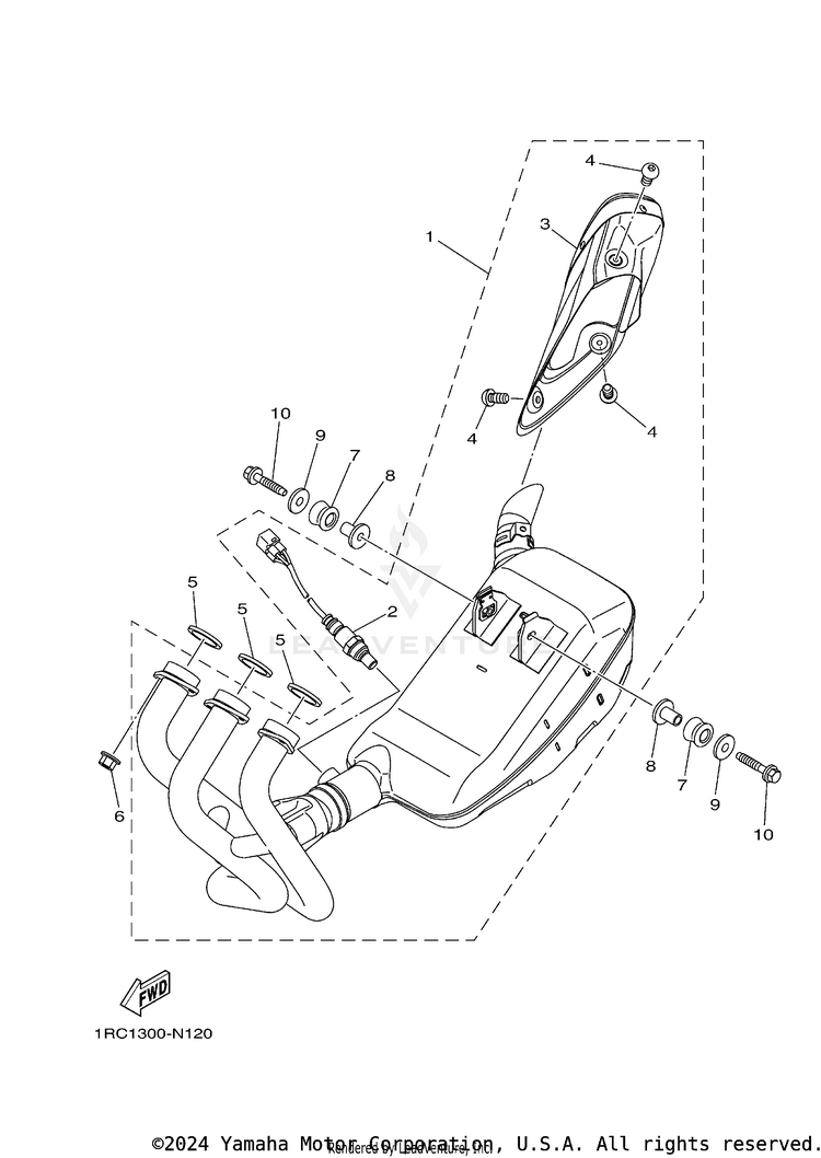 Exhaust FZ09 CA - FZ09FCGY - 2015 Schematic