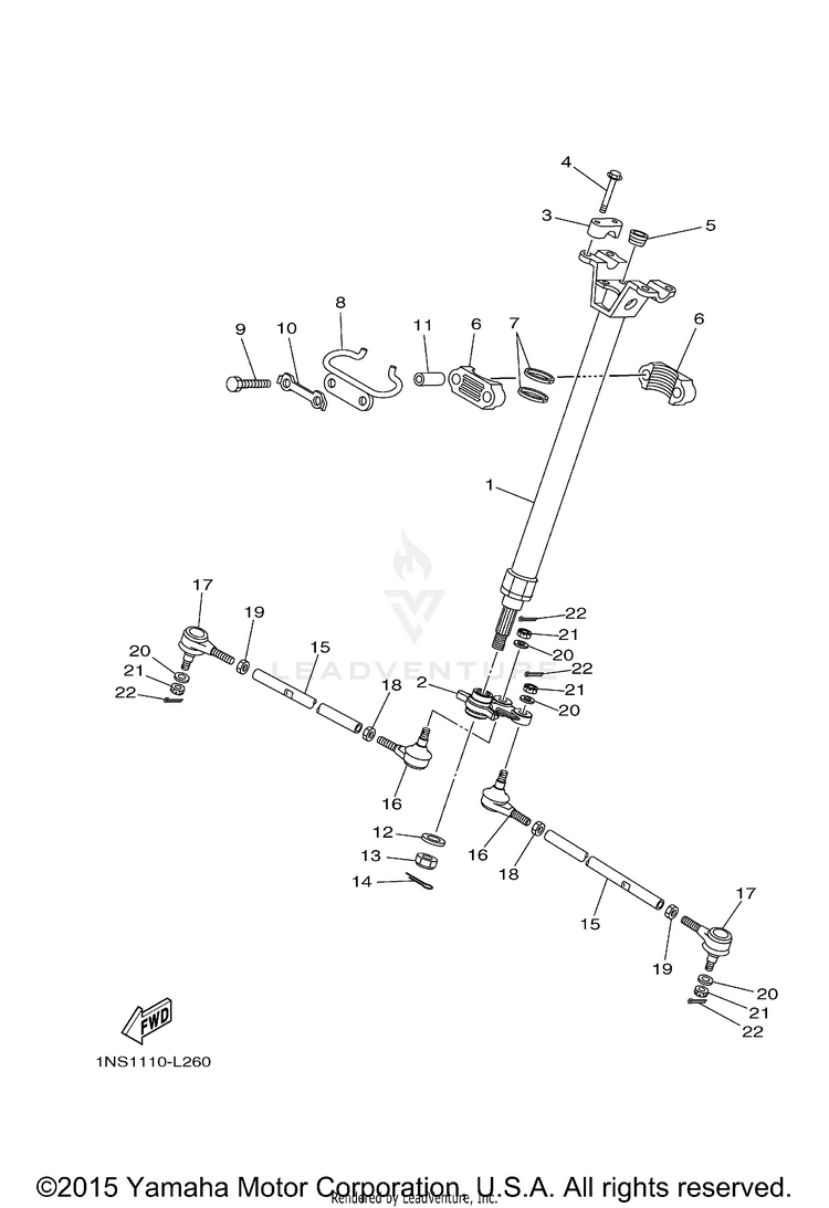 Steering GRIZZLY 350 4WD - YFM35FGDGR - 2013 Schematic