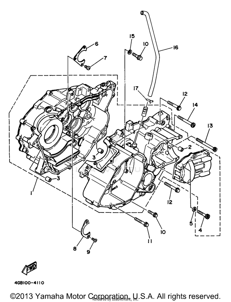 Crankcase KODIAK 4WD - YFM400FWJ - 1997 Schematic