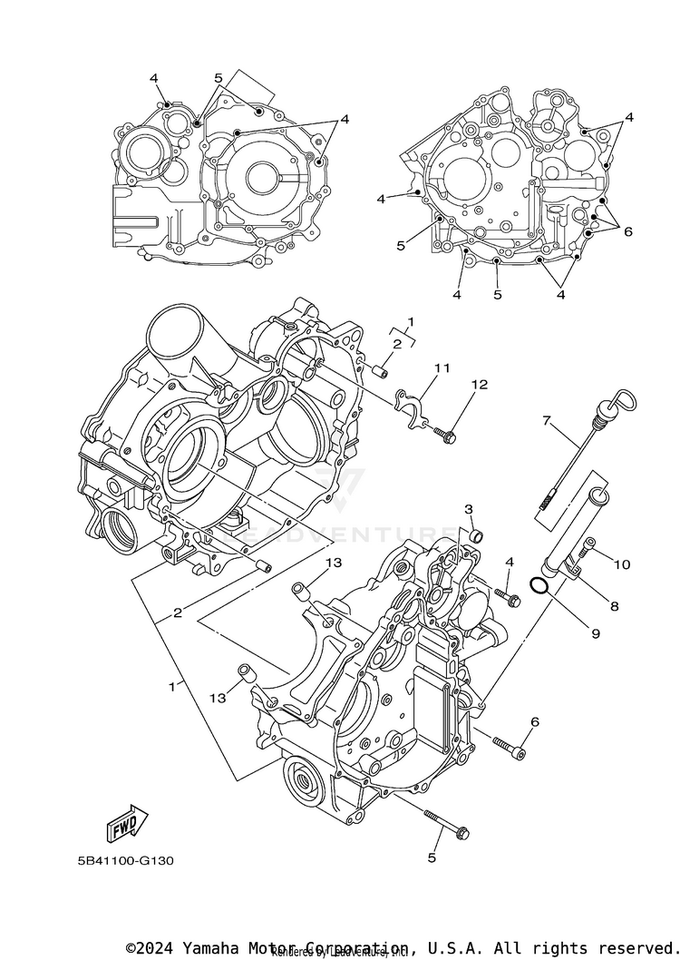 Crankcase RHINO 700 FI SPORT E - YXR7FSP2Y - 2009 Schematic