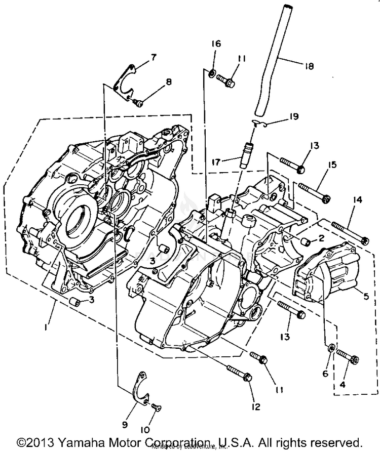 Crankcase BIG BEAR 4WD - YFM350FWD - 1992 Schematic