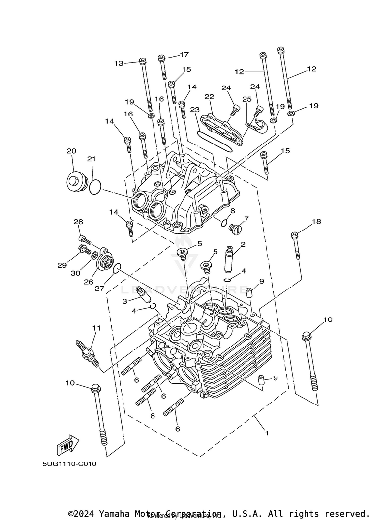 Cylinder Head RHINO 660 - YXR660FAS - 2004 Schematic