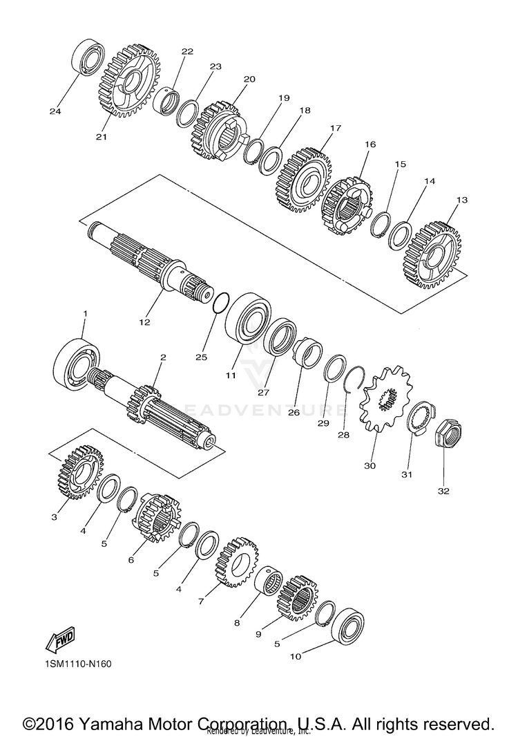 Transmission YZ250F - YZ250FG - 2016 Schematic