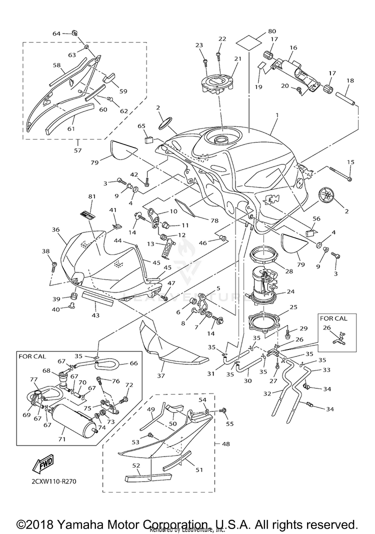 Fuel Tank YZFR6 60TH ANNIVERSARY - YZFR6GCY - 2016 Schematic