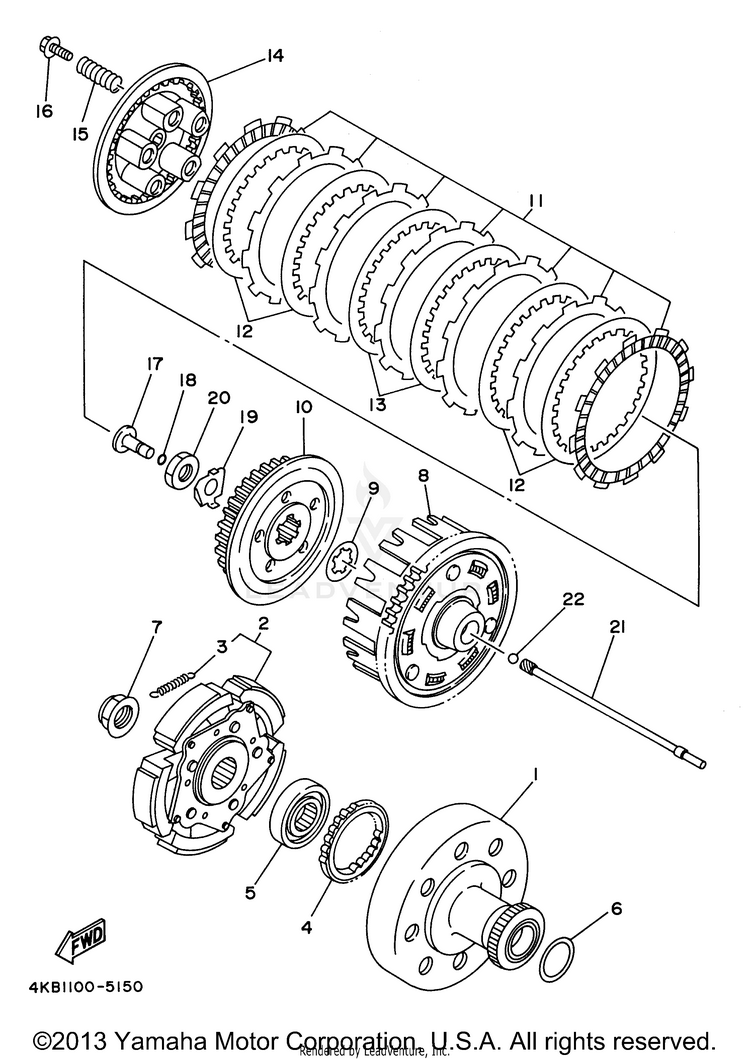 Clutch WOLVERINE 4WD - YFM350FXH - 1996 Schematic