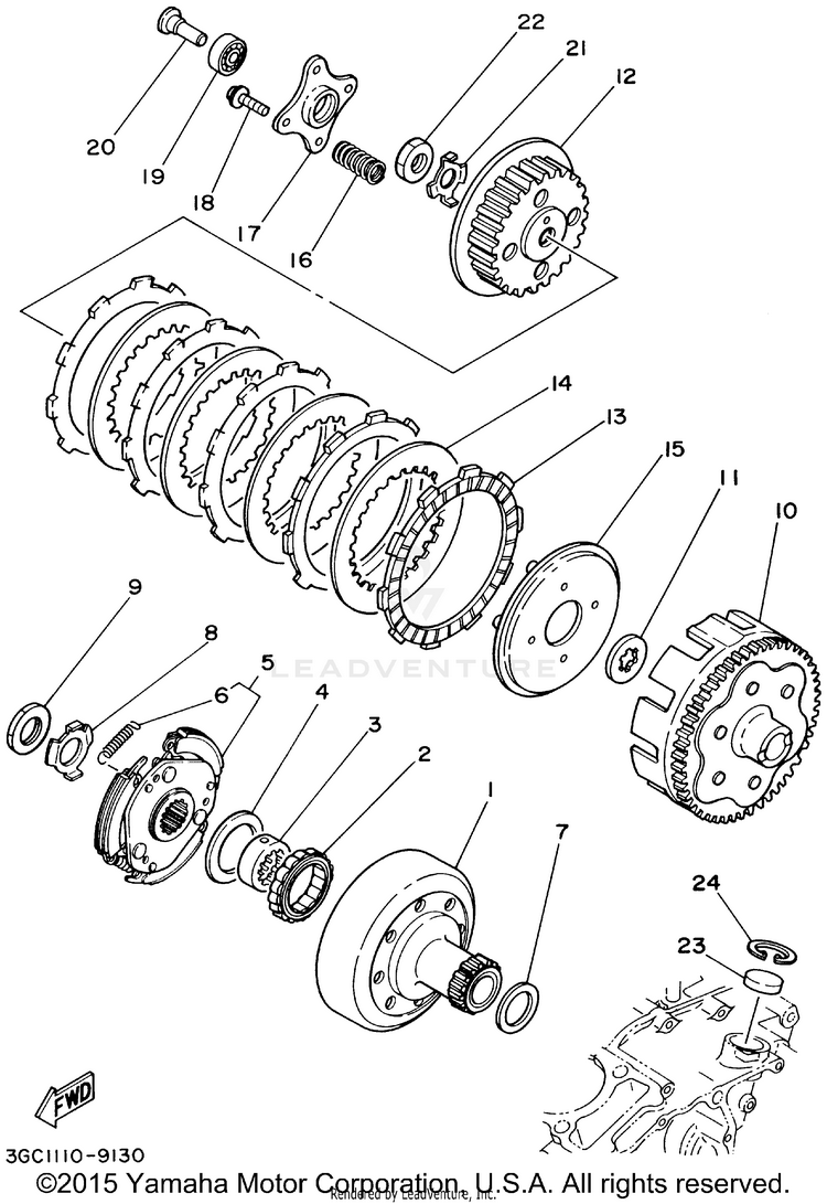 Clutch BEAR TRACKER 2WD_REALTREE - YFM250XHP - 2002 Schematic
