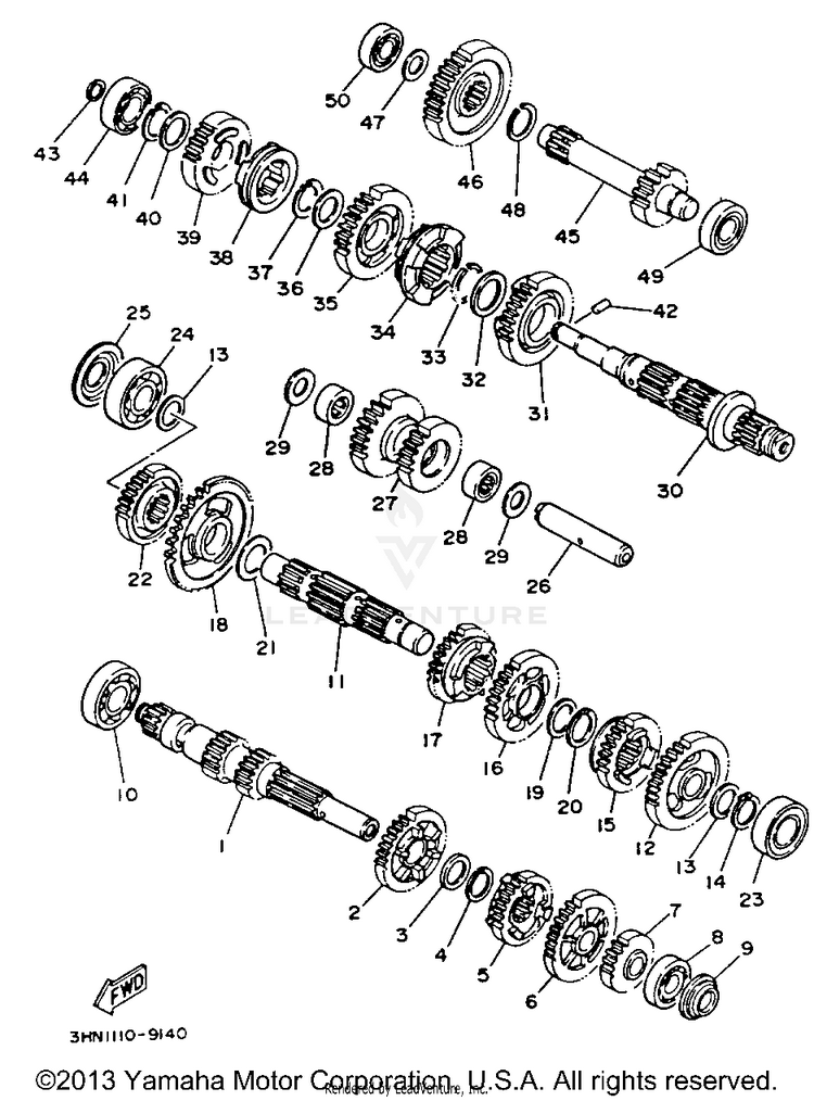 Transmission BIG BEAR 4WD - YFM350FWE - 1993 Schematic