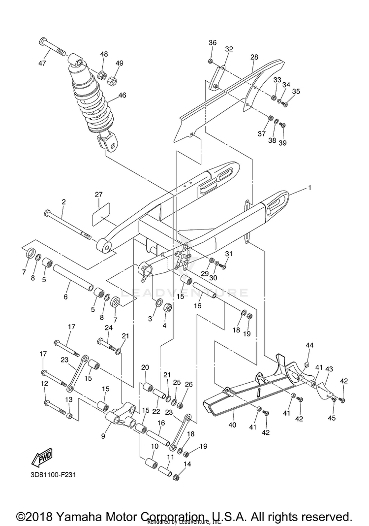Rear Arm Suspension V STAR 1300 TOURER - XVS13CTXB - 2008 Schematic
