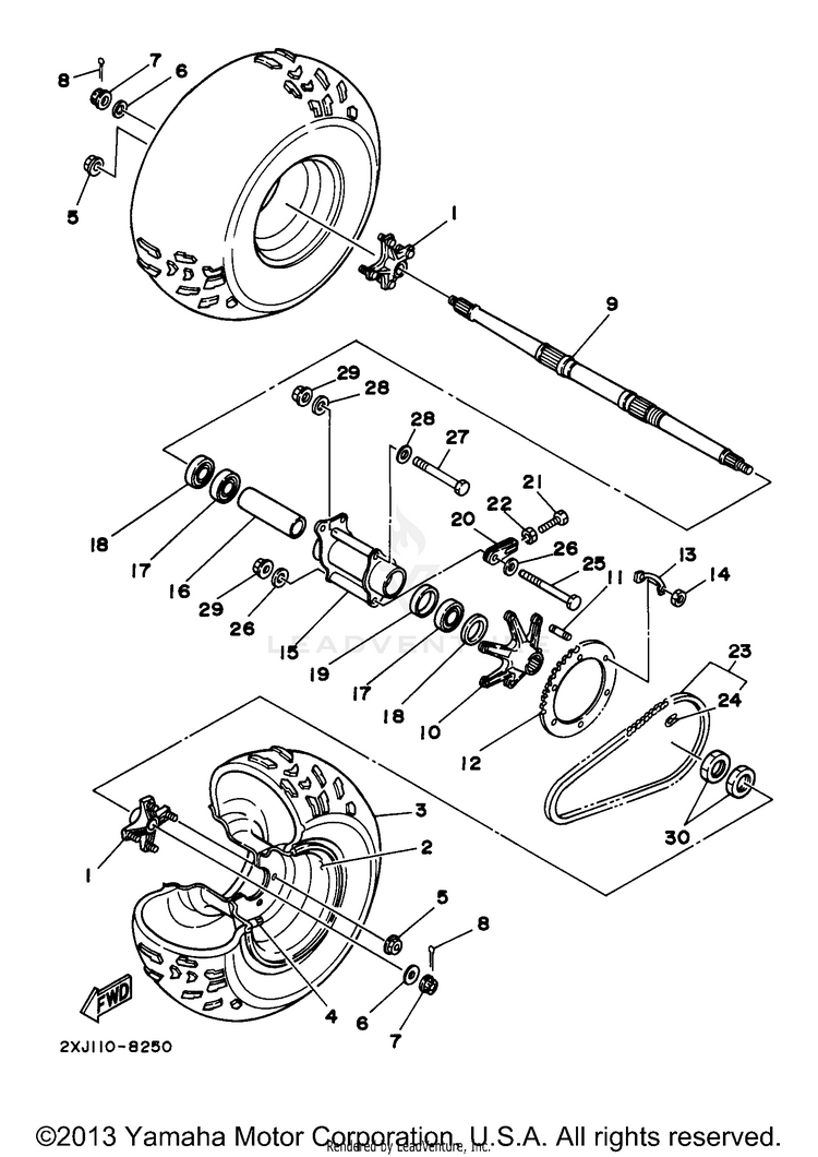 Rear Wheel BLASTER - YFS200J - 1997 Schematic