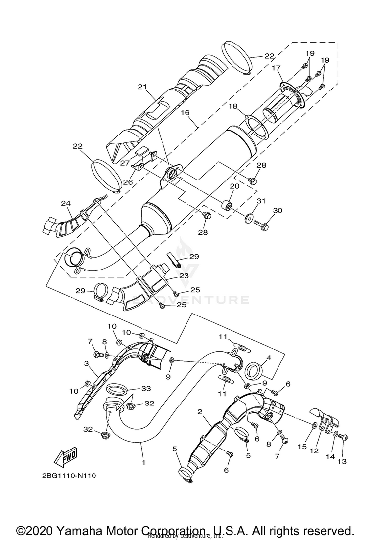 Exhaust GRIZZLY EPS - YFM70GPALG - 2020 Schematic