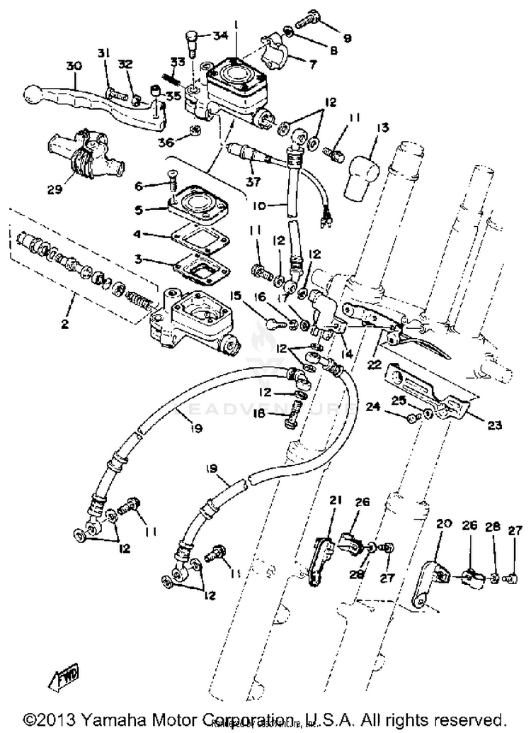 Front Master Cylinder-Brake Hose Schematic