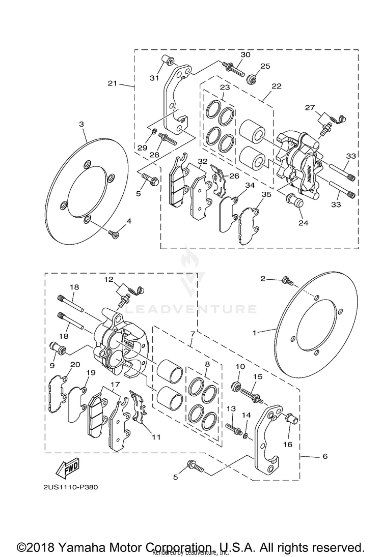 Front Brake Caliper VIKING VI EPS HUNTER - YXC700PHFH - 2015 Schematic