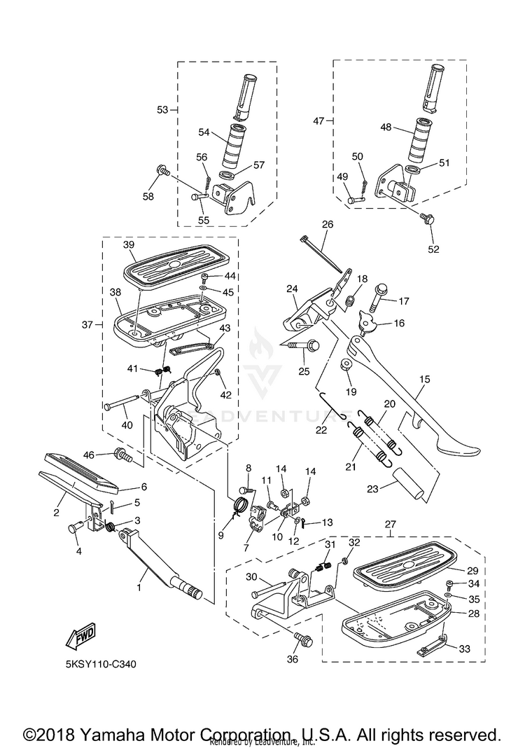 Stand Footrest V STAR 1100 SILVERADO - XVS11ATXCB - 2008 Schematic