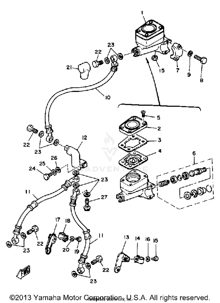 Front Master Cylinder XS1100LG - 1980 Schematic