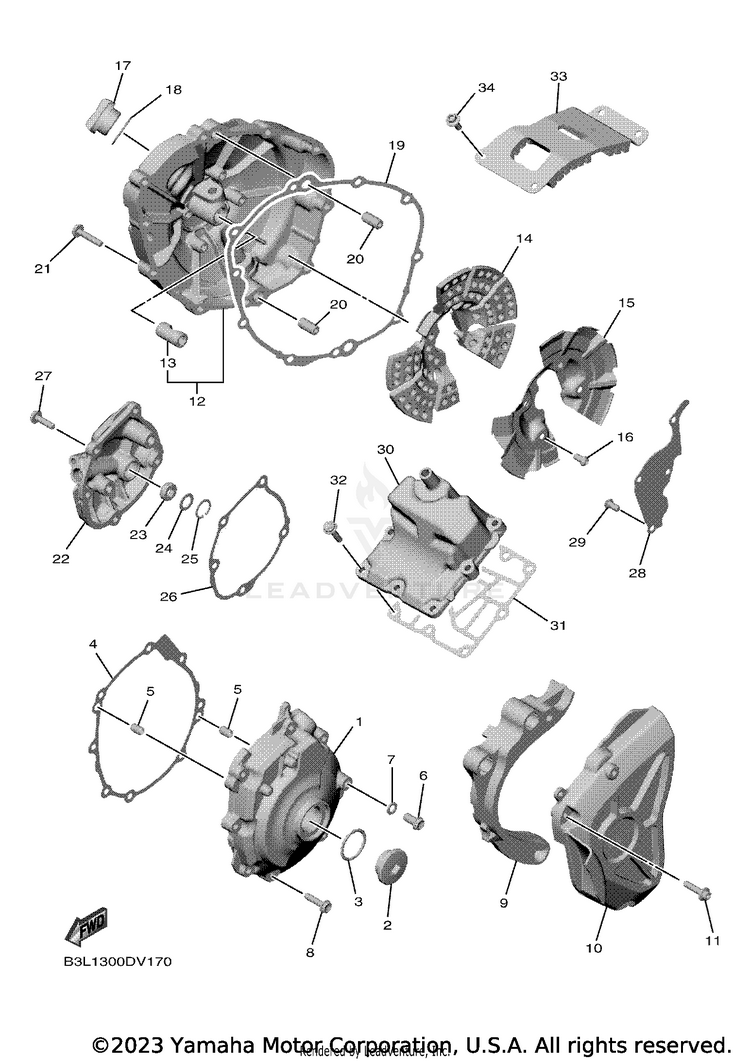 Crankcase Cover 1 YZFR1 - YZFR1LCB - 2020 Schematic