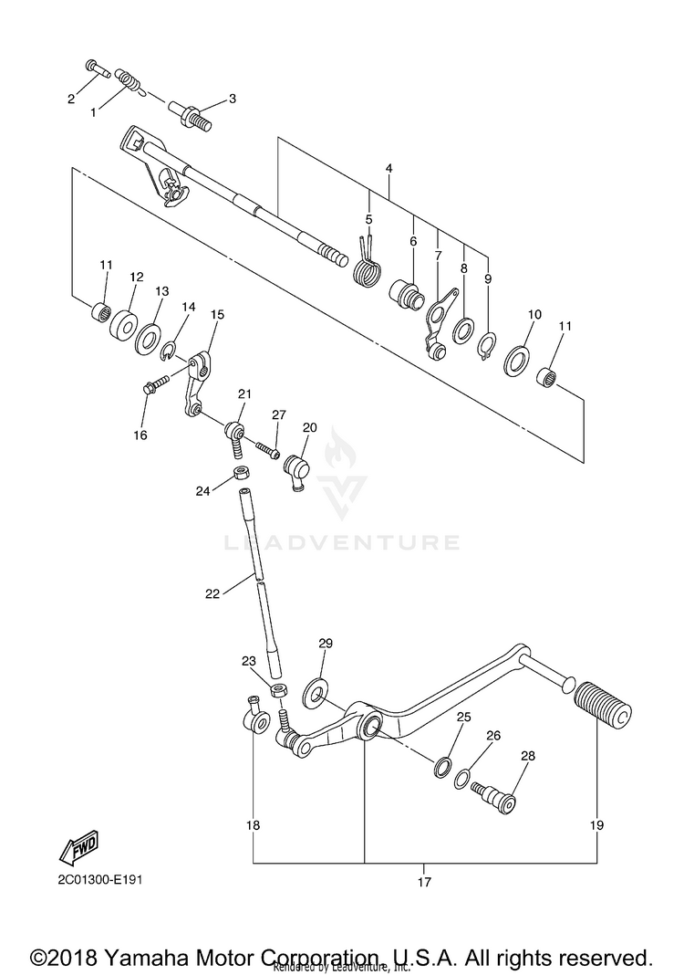 Shift Shaft YZFR6 - YZFR6ACB - 2011 Schematic