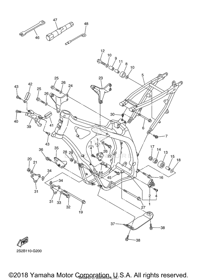 Frame YZ450F - YZ450FXL - 2008 Schematic