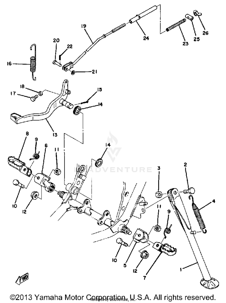 Stand Footrest Brake Pedal Schematic