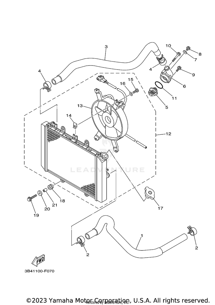 Radiator Hose GRIZZLY 700 - YFM7FGXGR - 2008 Schematic