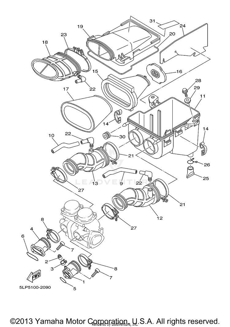 Intake RAPTOR  660R - YFM660RR - 2003 Schematic