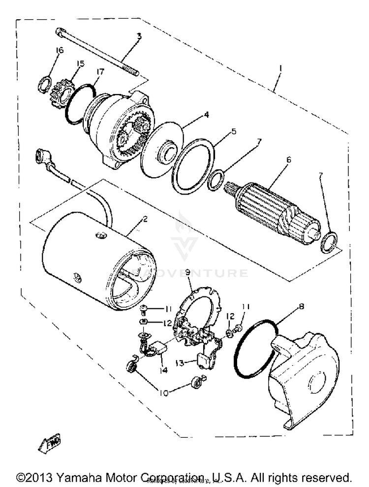 Starting Motor XS1100LH - 1981 Schematic