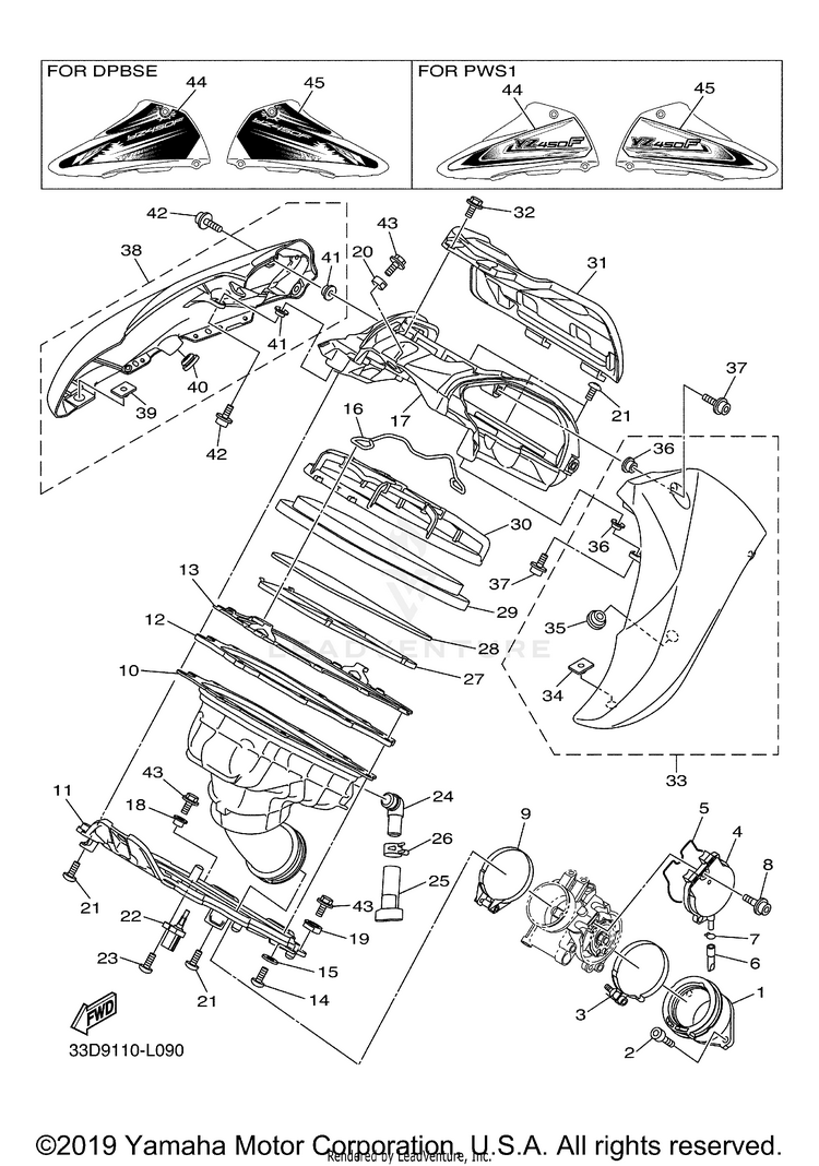 Intake YZ450FB - YZ450FBL - 2012 Schematic