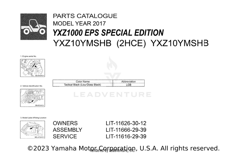 1 Title Page YXZ1000R EPS SPECIAL - YXZ10YMSHB - 2017 Schematic