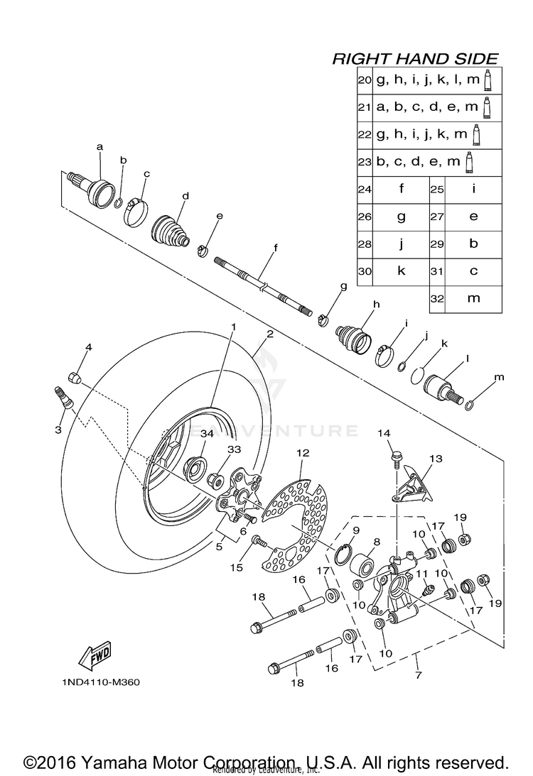 Rear Wheel 2 GRIZZLY 550 4WD - YFM5FGDGR - 2013 Schematic