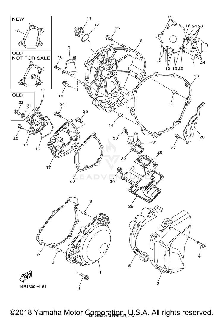 Crankcase Cover 1 YZFR1 - YZFR1ACR - 2011 Schematic