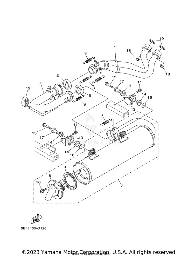 Exhaust RHINO 700 FI  SPECIA - YXR7FSEYB - 2009 Schematic