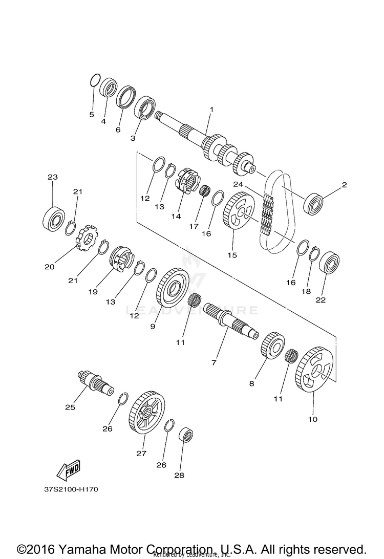 Transmission GRIZZLY 450 4WD - YFM45FGBGR - 2012 Schematic