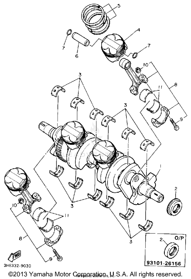 Crankshaft Piston FZR600RAC - 1990 Schematic